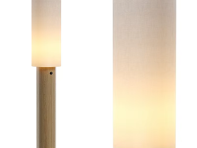 Modern Wooden Floor Lamp With Fabric Shade And Soft Ambient Lighting For Home Decor 3d model