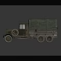 Vintage Military Truck With Canvas Covered Cargo Bed And Rustic Design