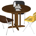 Middle-style dining tables and chairs 3d model