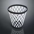Mesh Design Trash Can With Black And White Polka Dots And Black Rim