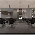 Modern Hair Beauty Salon Interior With Black Styling Chairs Mirrors And Product Shelves