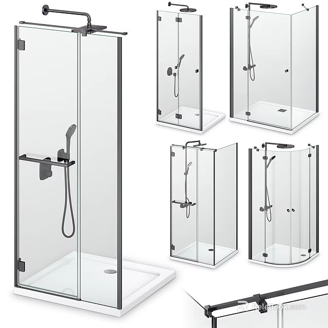 Modern Shower Sauna Enclosure With Clear Glass Panel And Multiple Design Options Acrylic Base 3d model 
