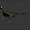 Realistic 3D Velociraptor Model With Green Body Red Chest And Sharp Claws 3d model