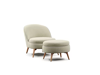 Nordic Small Apartment Living Room Single Sofa Chair Leisure Chair Solid Wood Round Chair Bedroom Balcony Leisure Chair 3d model
