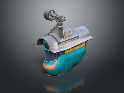 Vintage Mechanical Device With Colorful Blue Orange Exterior And Top Gear Structure 3d model