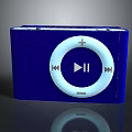 Portable Blue Electronic Music Player With Circular Control Buttons For Playback And Volume Adjustment