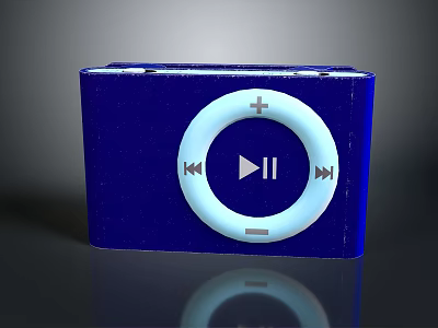 Portable Blue Electronic Music Player With Circular Control Buttons For Playback And Volume Adjustment 3d model