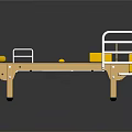 Modern Wooden Bench With Yellow Accents Black Seat And Metal Armrests