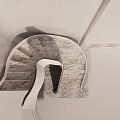 Modern Spiral Staircase Design With White Architecture Stone Steps And Wooden Handrail