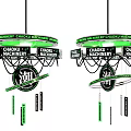 CHADU MACHINERY Hanging Mechanical Decor With Green Rings And Black Elements