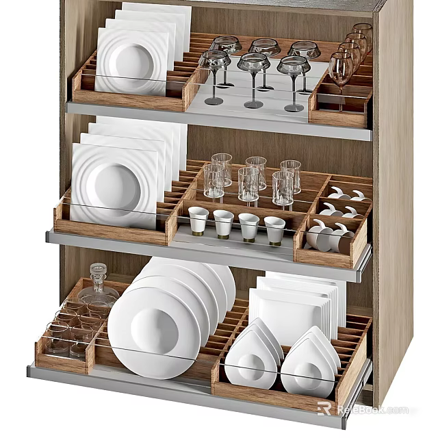 Kitchen Storage Rack For Dishes Glasses And Tableware 3d model 