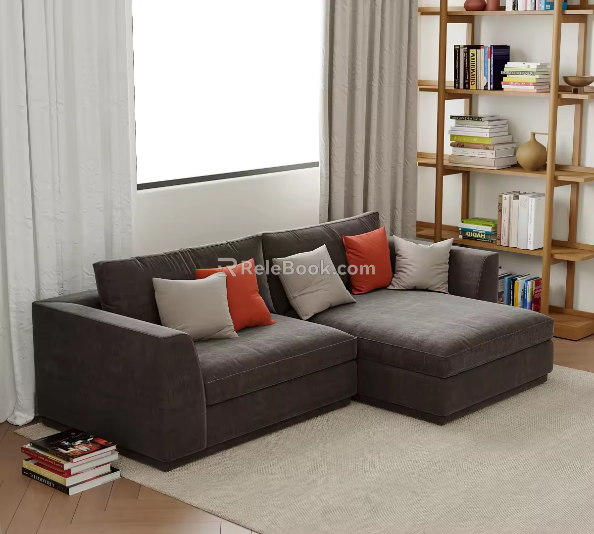 Edra Double Sofa Bed Pillow Books Pottery Pot Utensils 3d model