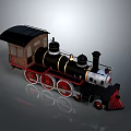 Classic Vintage Steam Train Featuring Black Body Red Wheels And White Front Details