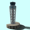 Modern Architectural Tower With Metal Lattice Framework And Glass Enclosed Top