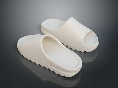 White Minimalist Slippers With Thick Sole For Comfortable Daily Wear 3d model