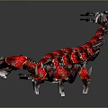 Sci Fi Character Mechanical Scorpion With Red Exoskeleton Metal Parts And Sharp Claws 3d model
