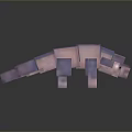 Purple Pink Pixel Art Creature With Blocky Structure On Reflective Surface