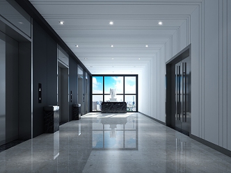 Modern elevator hall company aisle elevator aisle 3d model