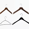 Assorted Hangers in Wooden Brown and Black Metal Wire Materials for Clothing