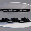 Modern White Round Ceiling Light With Three Black Lamp Heads For Home Interior 3d model
