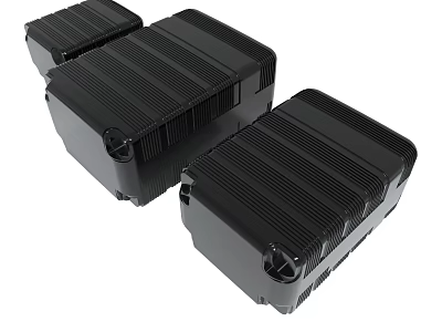 Black Industrial Storage Containers With Ribbed Design And Locking Latches 3d model