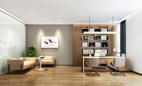 Modern office manager room bench back cabinet sofa 3d model