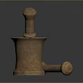 Copper Mortar and Pestle Grinding Fresh Herbal Plants on Black Background