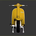 Yellow Classic Scooter With Black Seat And Vintage Design Features