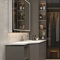 Modern Bathroom Cabinet With Mirror Sink Countertop And Decorative Storage