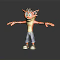 Cartoon Fox Character With Orange Fur Green Eyes Blue Shorts And Red Sneakers Arms Outstretched