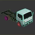 White Truck Chassis with Cab Frame and Wheels on Gray Background 3d model