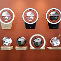 Decorative Ornament Set With Wall Mounted Circular Transparent Globe Bases And Shelf 3d model