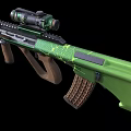 Green Rifle With Scope Yellow Lightning Patterns And Brown Stock Modern Design