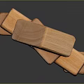Wooden Building Blocks Stacked Into Tower With Roof Like Triangle And Arch Shapes