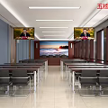 Spacious Conference Room Interior With Long Tables Chairs And Large Screens