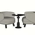 Modern Light Gray Armchairs And Round Table Set With Black Legs For Living Room