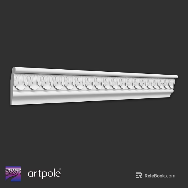 White Decorative Molding With Circular Patterns For Interior Wall Decoration 3d model 