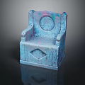 Ornamental Textured Chair Featuring Blue Purple Gradient Circular Back And Diamond Base Pattern