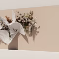 Elegant White Petal Shaped Vases With Dried Flowers And Mixed Floral Arrangement