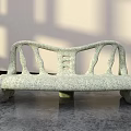 Modern Outdoor Bench Featuring Concrete Material Curved Design and Hollow Details for Patio Garden Use