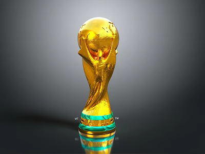 Golden FIFA World Cup Trophy With Classic Design And Green Base 3d model