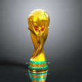 Golden FIFA World Cup Trophy With Classic Design And Green Base