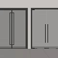 Modern Double Doors Design With Glass Panels And Black Metal Frames 3d model