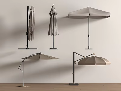 Variety Of Outdoor Umbrellas In Different Styles 3d model