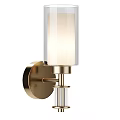 Elegant Modern Wall Lamp With Brass Base White Cylindrical Shade And Clear Glass Column