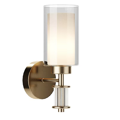 Elegant Modern Wall Lamp With Brass Base White Cylindrical Shade And Clear Glass Column 3d model