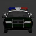 Green And White Sheriff Police Car With Red Blue Emergency Lights