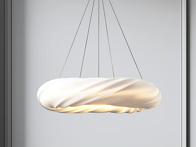 Elegant Modern White Chandelier With Wavy Texture Hanging In Minimalist Space 3d model