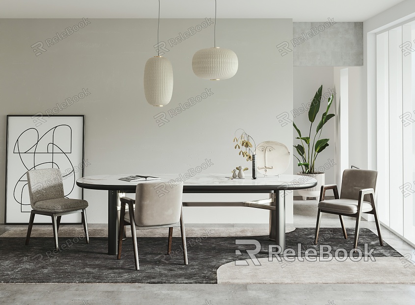 Modern Dining Table and Chair Combination model