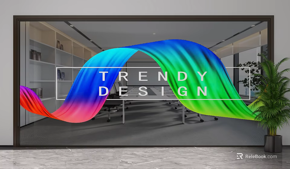 Trendy Modern Partition Design For Office Interior With Colorful Curves And Sleek Style 3d model 